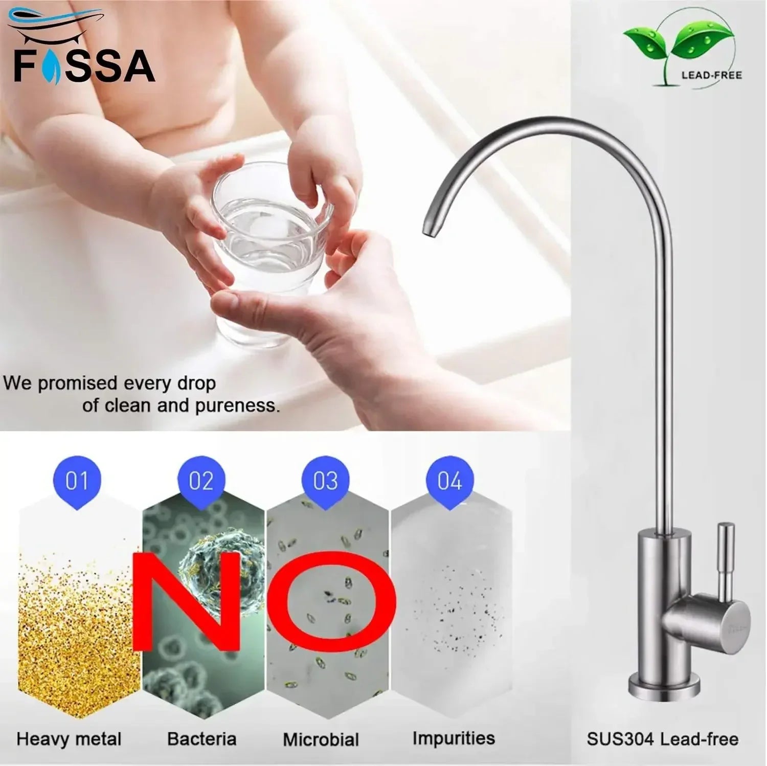 RO Tap/Faucet Premium Stainless Steel Silver - Fossa Home