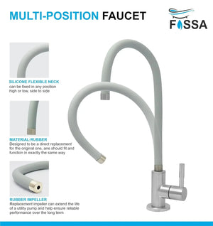 Fossa Stainless Steel RO Tap with Flexible Swivel Spout for Kitchen/Sink/Wash Basin - Matte Finish, Water Filter Faucet, 100% Lead-Free Drinking Water Faucet Stainless Steel Body (Grey) Fossa Home