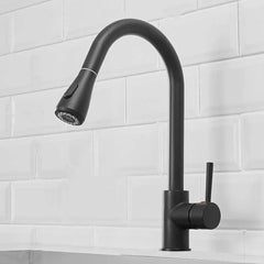 Fossa Kitchen Sink Mixer Tap with Pull Down Sprayer, Single Handle High Pull Out Kitchen Taps, Single Level Stainless Steel Black ( Light Weight ) Fossa Home