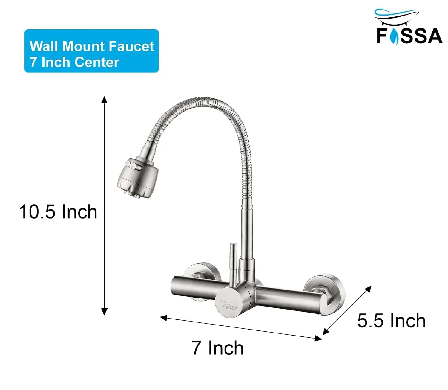 Fossa Kitchen Sink Wall Mount with Sprayer Stainless Steel Mixer Tap Faucet Fossa Home