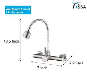 Dual-Flow Wall-Mount 360° Hot & Cold Kitchen Mixer Faucet Silver - Fossa Home