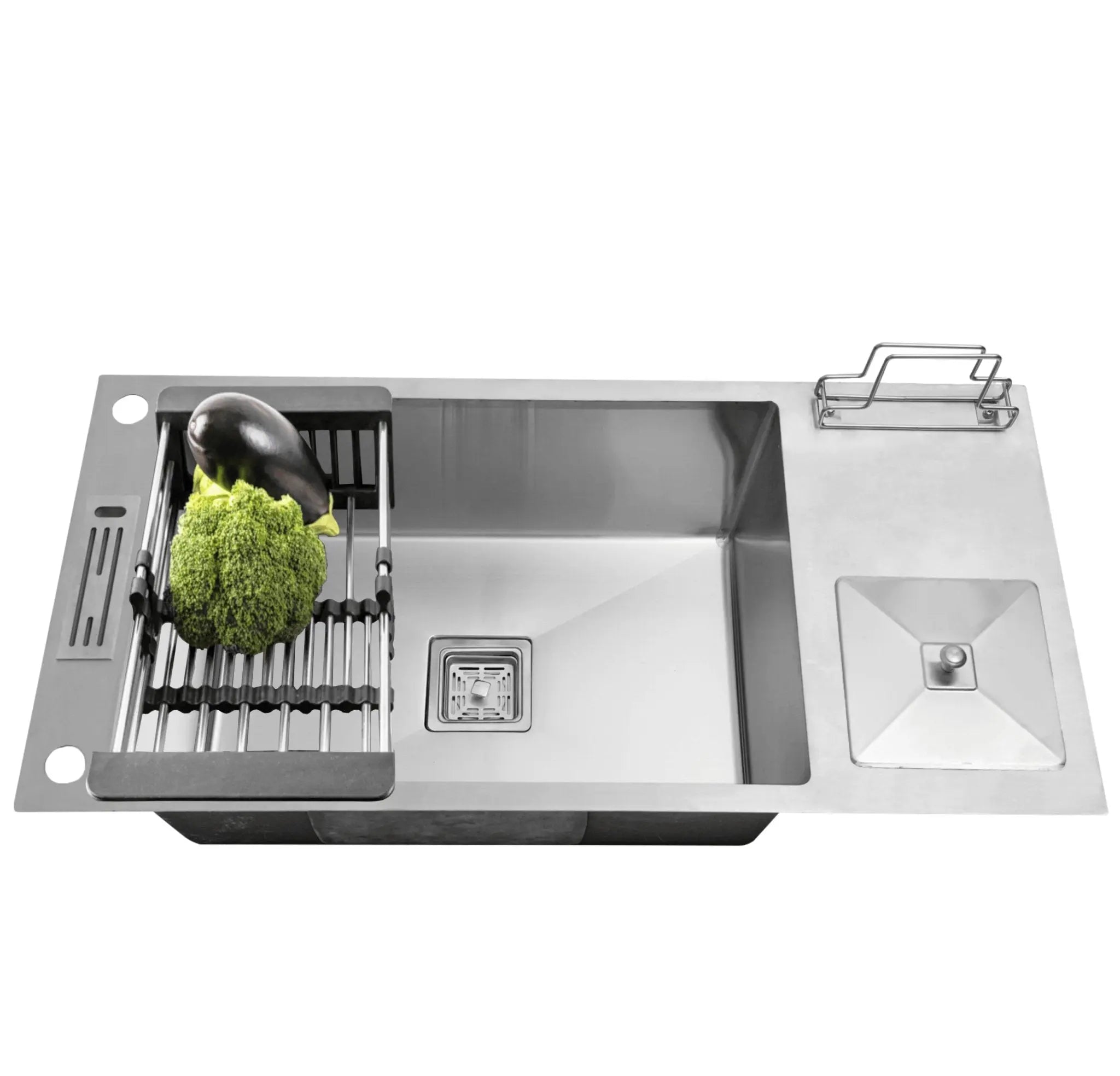 Fossa 37"x18"x10" Inch Single Bowl With Dustbin Stainless Steel Handmade Kitchen Sink Matte Finish Fossa Home