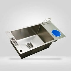 Fossa 37"x18"x10" Inch Single Bowl With Dustbin Stainless Steel Handmade Kitchen Sink Matte Finish Fossa Home