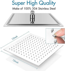 Fossa Rain Overhead Shower Square 304 Stainless Steel Rain Showers Overhead Wall Mounted, With Arm Fossa Home