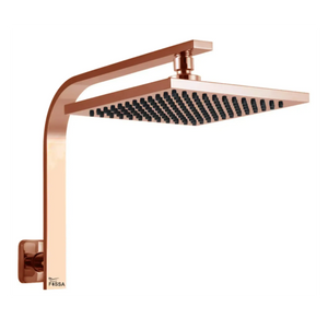 8 Inch Rain Square Overhead Shower Rose Gold With Arm (18 Inch) - Fossa Home