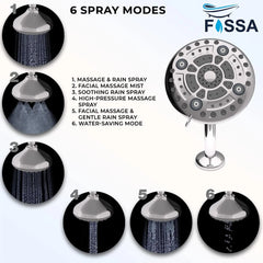 Fossa Fixed Shower Head | High Pressure Showerhead 6 Spray Settings 5 inch Adjustable Shower Head Saturating Massage bubbling saturating & Massage... Fossa Home