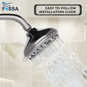 Fixed ( 5 Inches ) 304- Grade 6 Spray Settings Stainless Steel Silver Finish Overhead Shower( Arm 9 Inch ) - Fossa Home