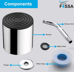 Fossa Mike Shower 4.5-inch With 6 Arm/Modern Showerhead 1-Spray PowderRain With Quick Clean in Chrome ( With ARM Set ) Fossa Home