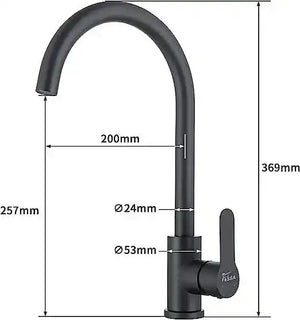Fossa High Pressure Kitchen Faucet 360° Swivel, Stainless Steel Kitchen Faucet, Kitchen Mixer Tap with High Spout-257mm (Black) Fossa Home