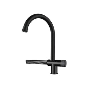 Waterfall Dual-Flow 360° Hot & Cold Stainless Steel Kitchen Mixer Faucet Black - Fossa Home