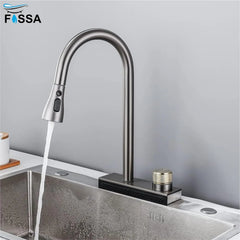 Wainfall Kitchen Sink Faucet Pull Out Four Water Outlet Modes Cold and Hot Can Rotate TAP ( Grey ) Fossa Home