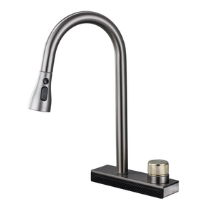 Wainfall Kitchen Sink Faucet Pull Out Four Water Outlet Modes Cold and Hot Can Rotate TAP ( Grey ) Fossa Home