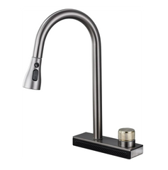 Wainfall Kitchen Sink Faucet Pull Out Four Water Outlet Modes Cold and Hot Can Rotate TAP ( Grey ) Fossa Home