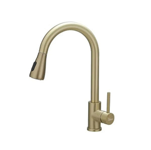 Fossa Kitchen Sink Mixer Tap with Pull Down Sprayer, Single Handle High Pull Out Kitchen Taps, Single Level Stainless Steel Gold ( Light Weight ) - Fossa Home