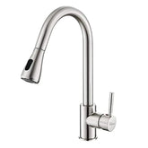 Fossa Kitchen Sink Mixer Tap with Pull Down Sprayer, Single Handle High Pull Out Kitchen Taps, Single Level Stainless Steel Silver ( Heavy weight ) Fossa Home