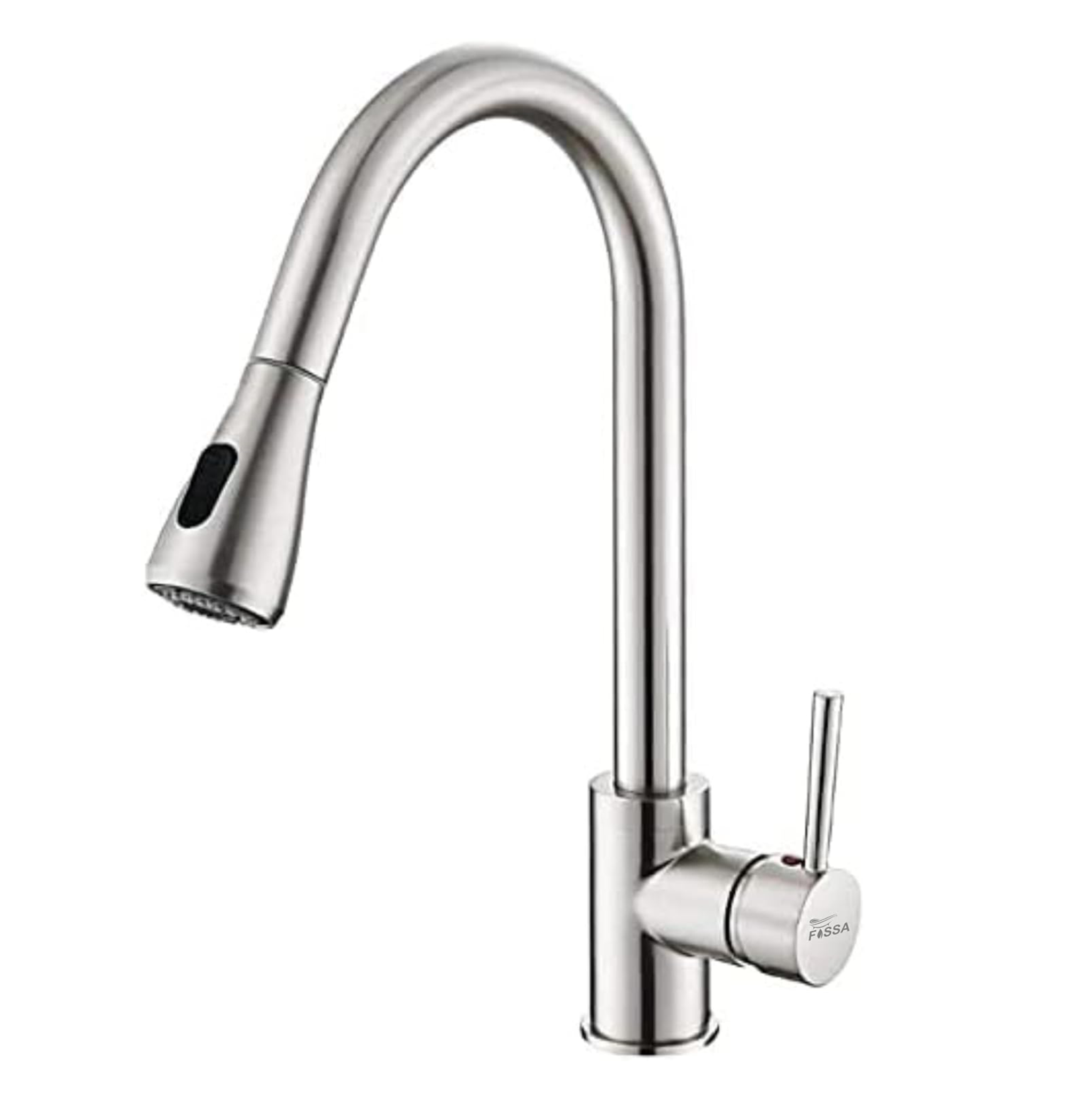 Fossa Kitchen Sink Mixer Tap with Pull Down Sprayer, Single Handle High Pull Out Kitchen Taps, Single Level Stainless Steel Silver ( Light weight ) Fossa Home
