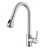 Fossa Kitchen Sink Mixer Tap with Pull Down Sprayer, Single Handle High Pull Out Kitchen Taps, Single Level Stainless Steel Silver ( Light weight ) Fossa Home