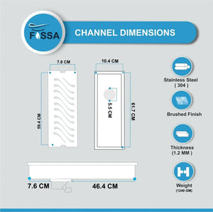Wave (24 x 4 Inches) 304 Grade Brushed Shower Channel Drain Floor Drain - Fossa Home