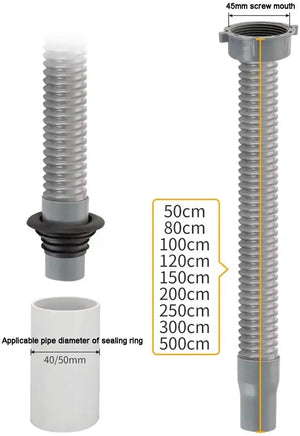 Kitchen Sink Flexible Waste Pipe Grey - Fossa Home