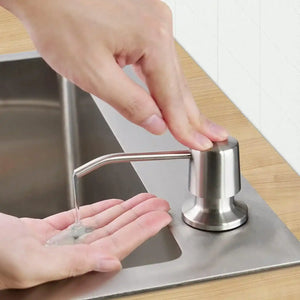 Fossa Soap Dispenser for Kitchen Sink Stainless Steel Built in Sink Soap Dispenser with Refillable Bottle 300ml Capacity Brushed Nickel - Fossa Home