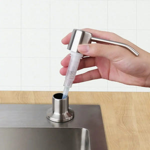 Fossa Soap Dispenser for Kitchen Sink Stainless Steel Built in Sink Soap Dispenser with Refillable Bottle 300ml Capacity Brushed Nickel - Fossa Home