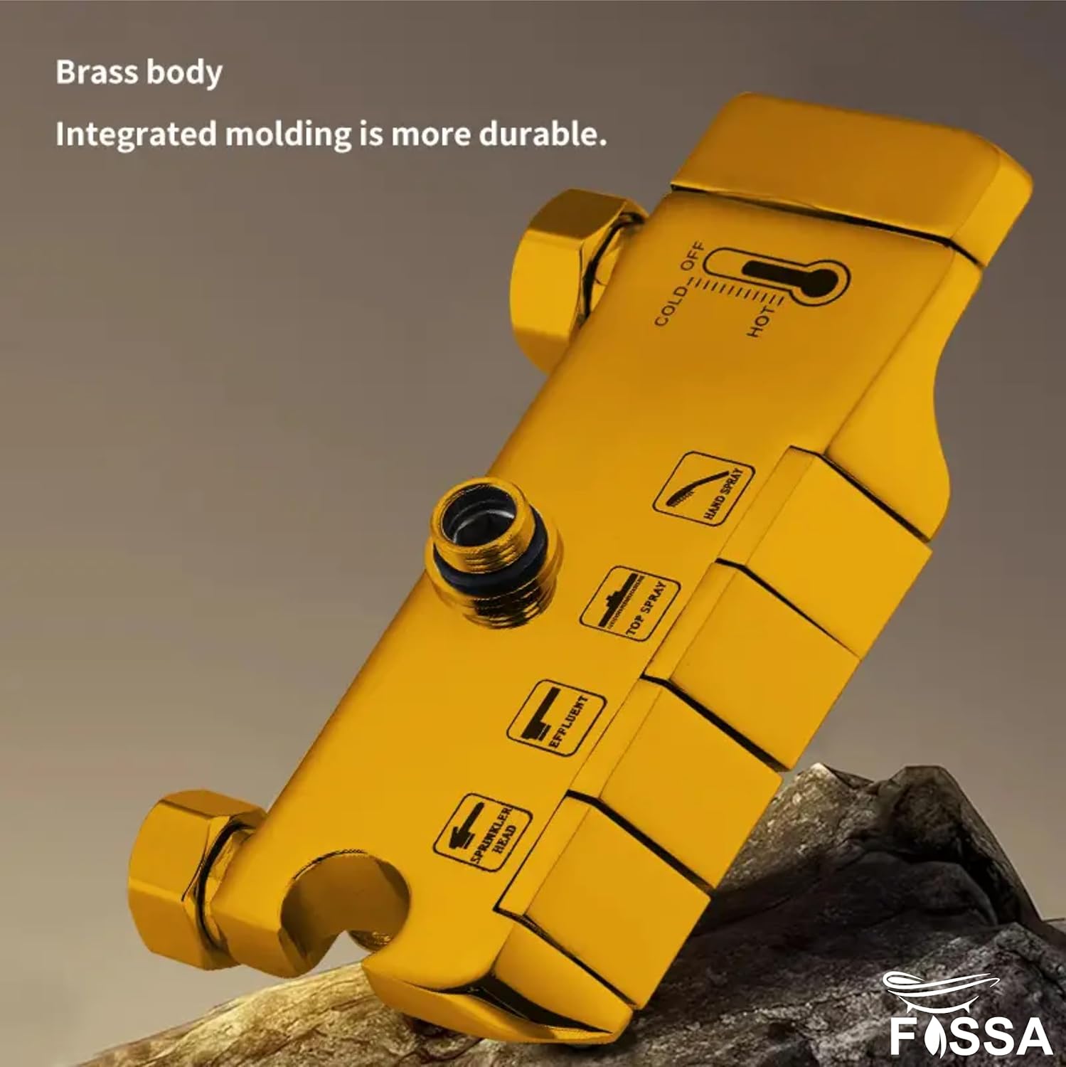 Fossa Brass Thermostatic LED Shower Panel Full Set Temperature Display Shower Set 4 Function, Mixer Shower System, Hand shower, Overhead Shower, Jet Spray For Bathroom Shower Set (Grey) - Fossa Home