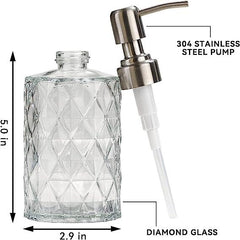 Fossa Glass Soap Dispenser - Refillable Wash Hand Liquid, Dish Detergent, Shampoo Lotion Bottle with Brushed Nickel Pump Holder, Ideal for Bathroom Countertop, Kitchen, Laundry Room GSD-001 - Fossa Home
