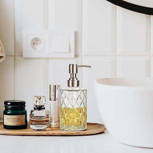 350ml Diamond White Glass Soap Dispenser with 304 Stainless Steel Pump - Fossa Home