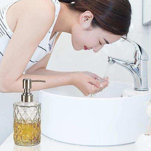350ml Diamond White Glass Soap Dispenser with 304 Stainless Steel Pump - Fossa Home