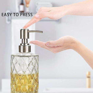 350ml Diamond White Glass Soap Dispenser with 304 Stainless Steel Pump - Fossa Home