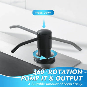 Soap Dispenser for Kitchen Sink Stainless Steel with Refillable Bottle 300ml Black - Fossa Home