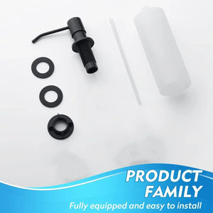 Soap Dispenser for Kitchen Sink Stainless Steel with Refillable Bottle 300ml Black - Fossa Home