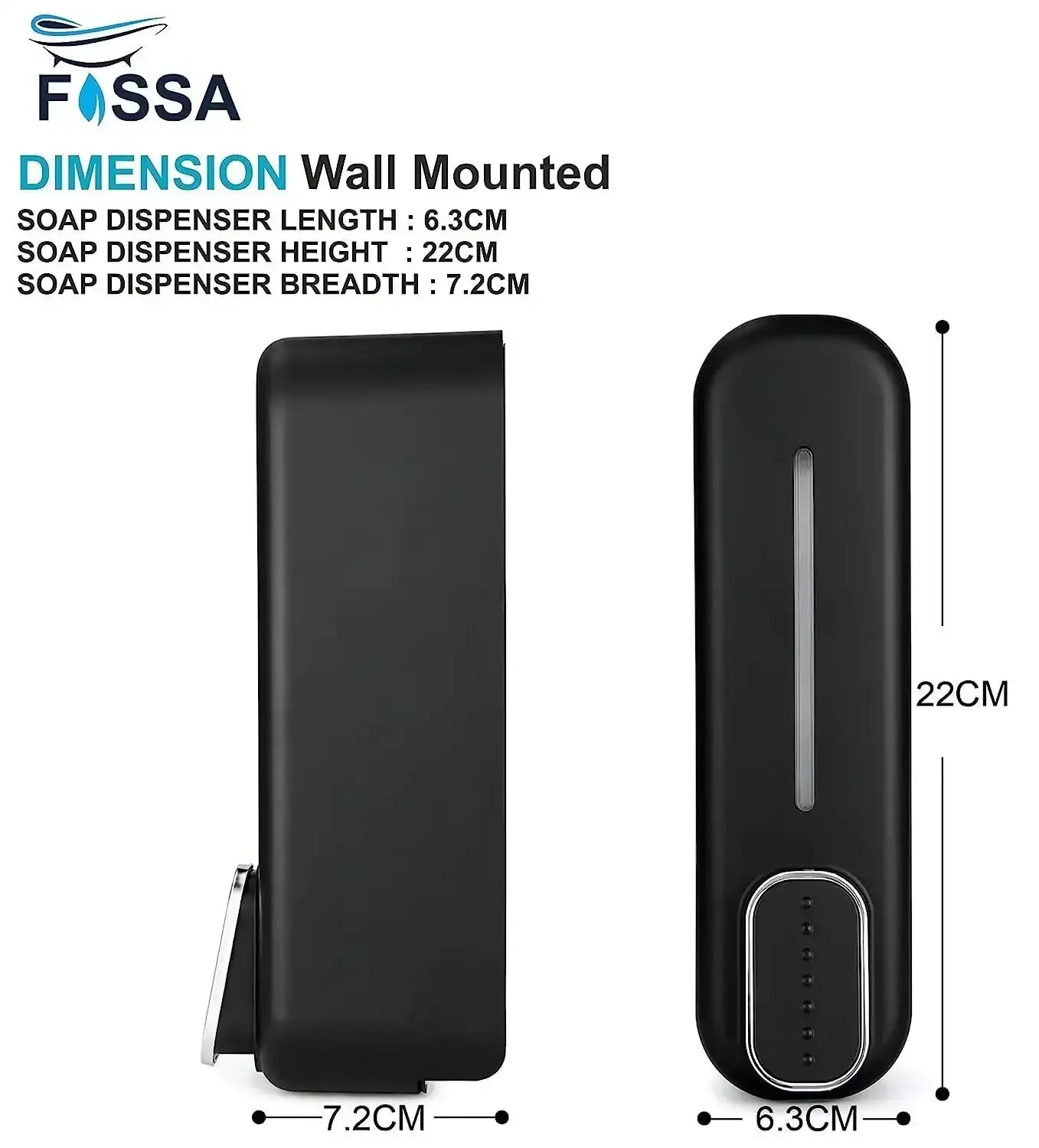350 ml Wall Mounted Black manual Soap Dispenser - Fossa Home