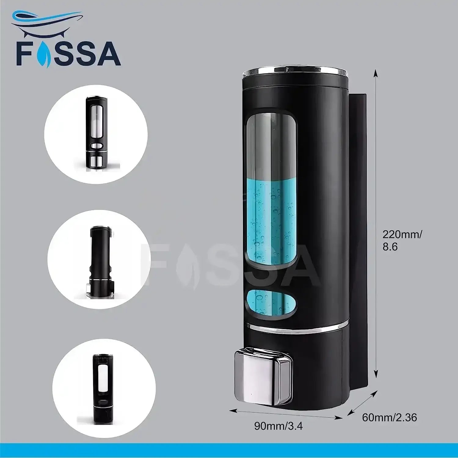 Fossa Wall-Mount Soap Dispensers 400ML Manual Soap Bathroom for Hair Shampoo Shower or Hand Cleanser SD-005 - Fossa Home