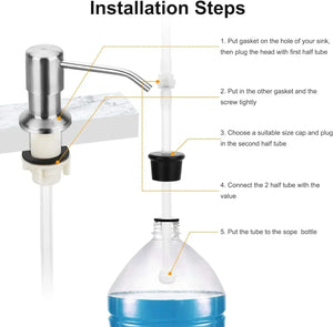 Soap Dispenser with 101 cm Extension Hose for Kitchen Sinks (Silver) - Fossa Home