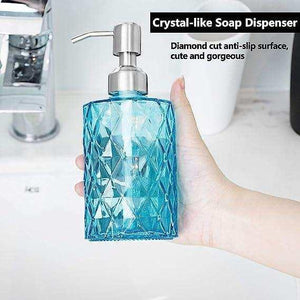350ml Diamond White Glass Soap Dispenser Blue - Fossa Home