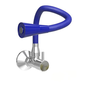 Brass Sink Cock Single-Flow Stainless Steel Flexible 360° Swivel Spout Kitchen Sink Tap Blue - Fossa Home