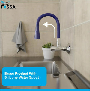 Fossa Brass Sink Cock with Dual Flow Kitchen Faucet with Flexible Swivel Spout (Blue) - Fossa Home