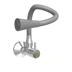 Brass Sink Cock Single-Flow Stainless Steel Flexible 360° Swivel Spout Kitchen Sink Tap Grey - Fossa Home