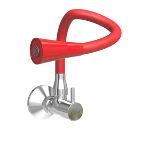 Brass Sink Cock Single-Flow Stainless Steel Flexible 360° Swivel Spout Kitchen Sink Tap Red - Fossa Home