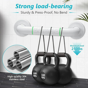 Fossa 24 Inch 304 Stainless Steel Luminous Grab Bar Wall Mounted Safety Balance Handle | Non-Slip for Elderly, Kids | Strong Load Bearing Armrest- Pack of 1 White (Matte Finish) - Fossa Home