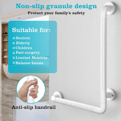 Fossa L-Shaped Stainless Steel 90° Anti-Slip Nylon Grip Grab Bar – Wall Mounted Safety Bar for Bathroom | Toilet Grab Bar for Elderly & Senior Citizens | White - Fossa Home