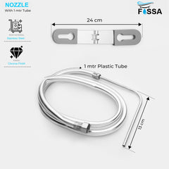 Fossa Stainless Steel Straight Jet Spray with Heavy PVC Hose Pipe 1.5 Mtr for Toilet | Built-in Installation Type Toilet Seat/Commode Spray - Rust-Free, Durable - Fossa Home