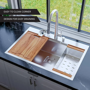 Silver Coupling Set For Single Bowl Kitchen Sink - Fossa Home