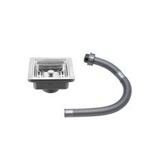 Fossa Square Shaped Premium Stainless Steel PVC Kitchen Sink Coupling for Home - Matte Finish, Rust-Free, Corrosion-Resistant, Durable 4.5 Inches Silver (Square Coupling with Waste Pipe) - Fossa Home