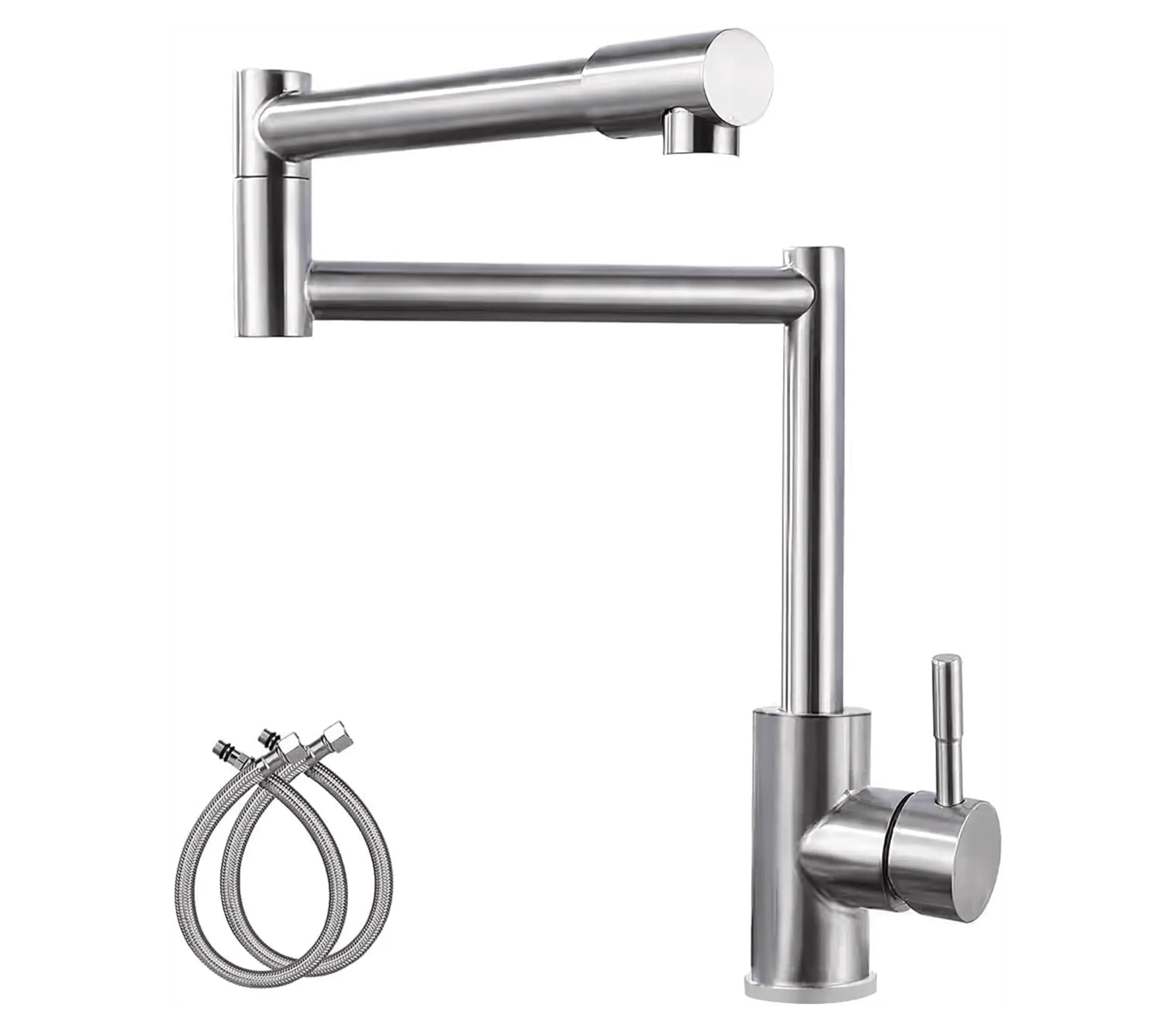 Fossa Kitchen Sink Mixer Tap, Single Handle Stainless Steel 360° Swivel Kitchen Sink Tap, Commercial Modern Brushed Nickel Kitchen Sink Faucet with Flexible Spout, Fossa Home