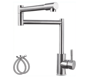 Zig Zag Single-Flow 360° Hot & Cold SUS 304 Stainless Steel Kitchen Mixer Faucet Silver - Fossa Home