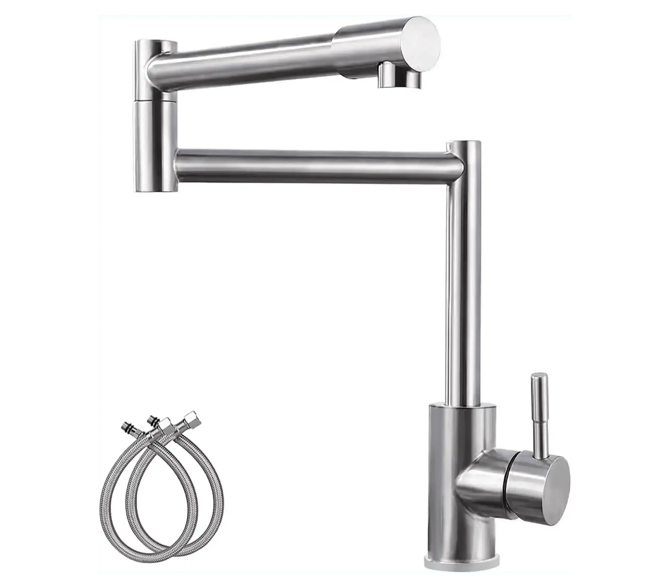 Topshower Brushed Nickel Kitchen Faucet – Pull Down Sprayer, 360° Swivel High Arc, Soap Dispenser, Deck Mounted, 5-Year Warranty