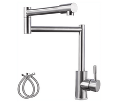 Fossa Kitchen Sink Mixer Tap, Single Handle Stainless Steel 360° Swivel Kitchen Sink Tap, Commercial Modern Brushed Nickel Kitchen Sink Faucet with Flexible Spout, Fossa Home