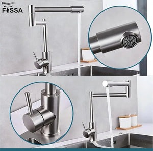 Fossa Kitchen Sink Mixer Tap, Single Handle Stainless Steel 360° Swivel Kitchen Sink Tap, Commercial Modern Brushed Nickel Kitchen Sink Faucet with Flexible Spout Zig Zag Faucet , - Fossa Home
